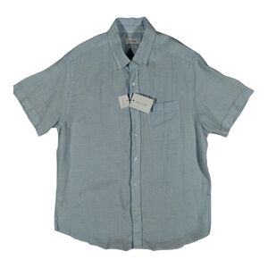 Porter & Ash Men's New Blue 100% Linen Button Down Shirt NWT Size Large